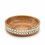 Indus Lifespace Obstschale aus Mangoholz, schön für Ihre Küche, Obstschale aus Holz, für Küchendekoration (25,4 x 25,4 x 6,3 cm)