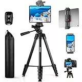 Handy Stativ, 170cm Dreibein Stativ für iPad iPhone Tablet Smartphone DSLR Kamera mit 2-in-1 Halterung & Fernauslöser, Tripod Stative für Videoaufnahmen/Selfies/Live-Stream/Vlogging