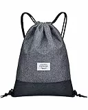 LIVACASA Turnbeutel Mit Reißverschluß Innentasche Sportbeutel Hipster Gym Bag Gefüttert Rucksack Mit Verstellbar Tunnelzug Turnsack Gymsack für Damen und Herren Grau