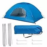 Menz Strandmuschel für 2–3 Personen – UV 50+ Strand Sonnenschutz – wasserdichtes, windfestes Strandzelt für Garten, Camping und Reisen – praktisches Sonnenzelt mit Tragetasche – Blau