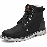 Mishansha Herren Winterschuhe Gefüttert Wasserdicht Winterstiefel Outdoor rutschfest Kurzschaft Stiefel Schwarz 48