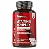 Vitamin B Komplex - 1 Jahr Vorrat - 365 Vitamin B mit Vitamin C Tabletten - Alle 8 B Vitamin B12, B1, B2, B3, B5, B6, B7, B9 - Mit Ascorbinsäure, Biotin, Folsäure - Vegane B Complex - WeightWorld