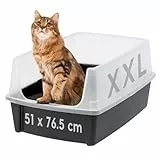Iris Ohyama, XXL Katzenklo, Katzentoilette Hoher Rand, Schwarz, Großes Katzenklo, Abnehmbare Ränder, Auslaufschutz, Einfache Reinigung, Für Große Katzen, Zwei Katzen, Maine Coon, BPA-frei – CLH-XL