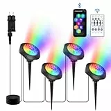 NATPOW Teichbeleuchtung Unterwasser mit Bluetooth APP, Unterwasserbeleuchtung RGB Teichlicht mit Fernbedienung, IP68 wasserdicht, DIY Farbwechsel Gartenbeleuchtung für Garten, Patio, Baum(4 in 1)