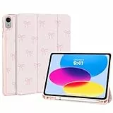 Fycyko Hülle für iPad 11. Generation(A16) 2025/iPad 10. Generation 2022, iPad 11 Zoll Hülle mit Stifthalter,Cute Bow Muster Trifold Ständer mit Kratzfest, Rosa Ästhetisches Schutzhülle für 10./11