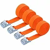 URAQT Spanngurt Befestigungsgurt, 4 x 150kg 2 Meters Ratschenspanngurt Breite 20mm Zurrgurt, Verstellbare Befestigungsriemen mit Klemmschloss für Transport, Fracht, Gepäck, Camping(Orange)