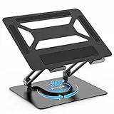 BoYata Laptopständer für Schreibtisch, Verstellbarer Computerständer mit 360° Drehbarer Basis, Ergonomischer Faltbarer Laptop Riser Halter Kompatibel mit MacBook Pro/Air, Laptops bis 17 Zoll-Schwarz