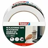 tesa Putzband PE - Putzklebeband mit hochwertigem PE-Trägermaterial - zum Schutz beim Verputzen im Außenbereich - temperaturbeständig - weiß - 33 m x 50 mm