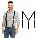 DonDon Hosenträger Herren schwarz schmal 2,5 cm - Extra starke Clips für Anzug - Hosenträger Herren extra stark - Ideal für Männer oder Damen Rockabilly Suspenders