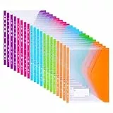 Donken Dokumententasche A4 Abheftbar, Wasserdichte Dokumentenmappe Sammelmappen mit Klettverschluss & Etikettentasche, Bunte Mappen für Dokumente Organisieren (20 Stück, Bunt)