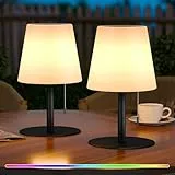 uuffoo RWWR 2er-Set Solar Outdoor Lampe Kabellos LED Tischlampe Dimmbar Solarlampen Campinglampe für Balkon Garten Hof