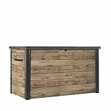 Keter Ontario Auflagenbox/Kissenbox 870 Liter | 100% Wasserdicht mit Belüftung dadurch kein übler Geruch/Schimmel Moderne Holzoptik | Deckel mit Gasdruckfedern
