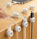 JOYROOM 8 Stück Kabelhalter Silikon Kabelclips Schreibtisch Kabel Organizer Selbstklebend Kabelmanagement für Büro, Auto, Nachttisch, Schreibtisch zubehör, Weiß