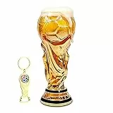 KUWUNG Fußball Bierkrug, 500 ML WM Biergläser mit Trophy Flaschenöffner, Pokal Bierglas für Bier, Cocktails, Getränke, Fußballparty (Dunkle Version)