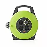 NEDIS Kabelrolle - Schutzkontakt - 10.0 m - 3000 W - 16 A - Art der Erdung: Seitenkontakte - 230 V AC 50/60 Hz - Buchsenwinkel: 90 ° - H05VV-F 3G1.5mm² - Düse: Ja - Grün/Schwarz