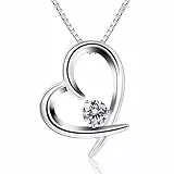 B.Catcher Damenkette – 925 Sterlingsilber Halskette mit lebhaftem Herz-Anhänger, funkelndem Zirkonia-Stein – Romantisches Geschenk für Sie/Freundin/Frau/Tochter Fünf-Punkte-Beschreibung
