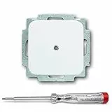 Spannungsprüfer 120-250V® + BUSCH-JAEGER Blindabdeckung 2538-214 alpinweiss alpinweiß