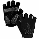 BIKINGMOREOK Fahrradhandschuhe Radhandschuhe Herren Damen Halbfinger Atmungsaktiv Radsporthandschuhe,5MM SBR Gel Stoßdämpfende rutschfeste MTB Mountainbike Handschuhe Unisex-Schwarz-L
