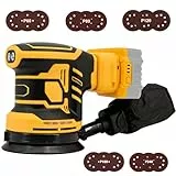 Exzenterschleifer für DeWalt Akku, 125mm Professional Schleifmaschine mit 15 Stück Schleifpapier, 3 Leistungsstufe und 11000rpm Bürstenlosen Motor, für Schleifen Wachsen Polieren (ohne Akku)