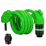 Fahrradschloss Zahlenschloss, Fahrrad Schloss hohe Sicherheit 12mm dickes Stahl Kabelschloss, wasserdichtes Kettenschloss für E-Bikes Roller E Scooter Kinder Fahrräder (Grün)