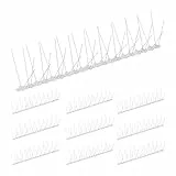 Relaxdays Vogelabwehr Spikes, 10er Set, HBT: 10,5 x 50 x 14 cm, Taubenabwehr Balkon & Dach, 4-reihig, Edelstahl, Silber
