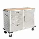 Seville Classics UltraHD® Fahrbare Werkbank mit 4 Schubladen, für Büro, Garage, Werkstatt, 121,9 x 50,8 x 95,2 cm, Granit