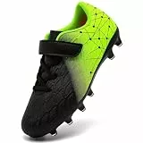 DimaiGlobal Kinder Fußballschuhe mit Stollen Jungen Mädchen Naturrasen Fussballschuhe Klettverschluss Kunstrasen Stollenschuhe FG AG Trainingsschuhe 32EU Schwarz/Grün