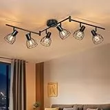 Dehobo Led Deckenstrahler Schwenkbar 350° - Deckenleuchte E14 6 Flammig Rund - Deckenlampe Spots Led Schwarz - Küchenlampe Wohnzimmerlampe Deckenspot Schlafzimmer Ohne Leuchtmittel