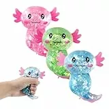3 Stück Axolotl Squeeze Stress Spielzeug– Stressabbau & Entspannung, Glitzernde Axolotl Antistress Spielzeug Squishy, Squishy Squeeze Toys, Fidget Toys(Grün, Blau, Pink) für Kinder Erwachsener