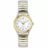 JewelryWe Damen Armbanduhr, Elegant Analog Quarz Uhr mit Digital Zifferblatt und Elastisch Legierung Armband Gold/Slber