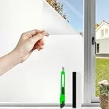 HOMTOL Milchglasfolie Selbstklebend Fenster, 75x400cm Fensterfolie Blickdicht Sichtschutzfolie, Statische Fensterfolie Sonnenschutz, Milchfolie für Bad, Küche, Glastür, Duschkabine