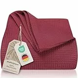 LAYNENBURG Premium Tagesdecke 150 x 200 cm - Waffelpique 100% Baumwolle - leichte Sommerdecke Waffeloptik - Baumwolldecke als Bett-Überwurf, Sofa-Überwurf, Couch-Überwurf - Sofa-Decke (Bordeaux)