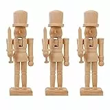 Amosfun 3Pcs Weihnachtsfeiertag Nussknacker Ornament Set Holz Weihnachten Unvollendete Nussknacker Figuren Massivholz Konstruktion Zufälliges Muster