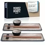 Moritz & Moritz VIDA 10-tlg. Sushi Geschirr Set für 2 Personen - Sushi Servierset mit 2x Sushi-Teller, Dip-Schälchen und Stäbchen