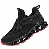 Wrezatro Damen Slip-on-Geh- und Laufschuhe, Tennis-Casual-Mode-Sneaker, Komfort, rutschfest, für die Arbeit, Sport, athletisch, Trainer, schwarz / rot, 41 EU