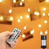 Koopower 12M Lichterkette mit 100er LED Kugeln, Fernbedienung (Timer, 8 Programm, Dimmbar), Warmweiß, 31V DC für Innenbereich