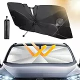 Beshine Auto-Sonnenschutz, 2026 Drehbar Faltbar Auto-Sonnenschirm - Carbonfaser-Skelett, Wärmeisolierter, Effizienter UV-Schutz (140 x 79 cm)