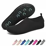 SAGUARO Badeschuhe für Herren Damen - Schnell Trocknend Barfuß Wasserschuhe Seeigel Schwimmschuhe Aquaschuhe Surfschuhe Tauchschuhe mit Drainagelöcher Schwarz Gr.42/43