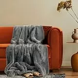 Paco Home Deko Wohnzimmer Decke Kuscheldecke Tagesdecke Waschbar Sofadecke Schlafzimmer Shaggy Einfarbig Flauschig Weich, Farbe:Anthrazit, Größe:150x200cm