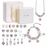 Naler Valentinstag 24 Stück Halskette Charm Armband Geschenk für sie Freundin DIY Schmuck Herstellung mit tragbarer Schmuckschatulle