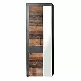 trendteam smart living - Indy - Garderobenschrank - Graphit Grau/Alteiche - Kleiderschrank mit 5 Einlegeböden - (BxHxT) 65 x 192 x 34 cm - ausziehbare Kleiderstange