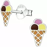 JAYARE Ohrringe Mädchen Eis Eistüte 925 Sterling Silber Waffeleis Eiskugel Kinder Ohrstecker Mädchenohrringe Kinderohrstecker
