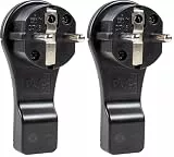 as - Schwabe Flachstecker - Schutzkontaktstecker mit doppeltem Schutzkontakt - Anschluss Leitungen bis max. 1,5mm² - extrem flach - einfaches Herausziehen durch Bügel - 230V/16A - IP20, Schwarz, 45039