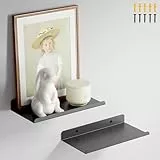 PAVSTINE Wandregal Metall, 2 Stück Schweberegal 20 cm Breit, Regal Schwarz, Schwebendes Bücherregal, Bilderleiste, Home Decoration Wall Shelf für Wohnzimmer, Küche, Schlafzimmer, Büro