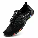 WateLves Badeschuhe Wasserschuhe Damen Herren Schnell Trocknende und Schnell Tragende Strandschuhe für Tauchen Surfen Wassersport Wandern Yoga Alltag Dreieck Schwarz 45 EU
