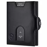 VON HEESEN Slim Wallet mit Münzfach & RFID Schutz - Geldbörse Herren klein - Mini Geldbeutel Damen Portmonee - Kartenetui Echtleder Karten Portemonnaie - Leder Kreditkartenetui Schwarz Glatt