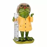 Relaxdays Regenmesser Frosch, wetterbeständig, analoger Regenanzeiger, H x B x T: 19 x 10,5 x 8 cm, Gartendeko, bunt