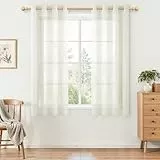 MRTREES Gardinen Wohnzimmer Modern Kurz mit Ösen, Creme Vorhang Transparent 2er Set, 137 cm Lang 140 cm Breit, Kurze Fenster Gardine Durchsichtig für Schlafzimmer Wohnzimmer Küche