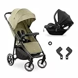 hauck Shop N Care Travel Set, Olive - 2in1 Kombikinderwagen ab Geburt bis 22 kg - mit i-Size Babyschale und Buggy mit Liegefunktion, Snack-Tablett & Becherhalter, UPF 50+, Klein Zusammenklappbar