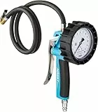 Hazet Reifenfüll-Messgerät 9041G-1 I Geeicht, ablesbar, Manometer-Messbereich: 0-10 bar, Schlauchlänge: 1000 mm, Manometer-Durchmesser: 80 mm I Reifendruck-Prüfer für Auto, Motorrad, LKW